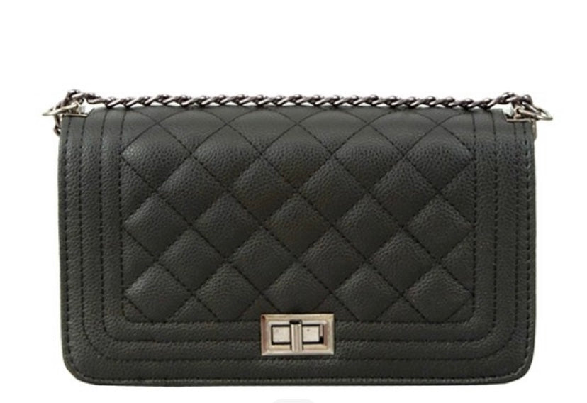 Black Flap Quilted Purse Bag Leather Shoulder Bags with Chain Strap |  Baginning